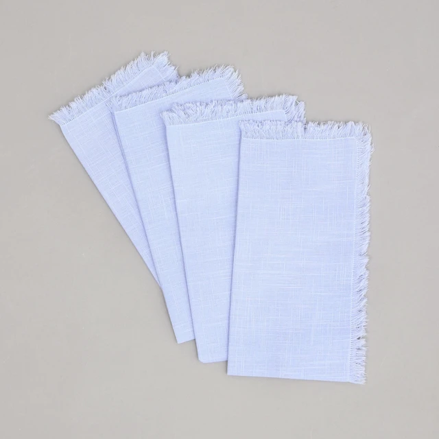 Alt view image 2 of 7 - Cotton Napkins Set 4 20 Inch, Hemstitch Dinner Napkins, Blue