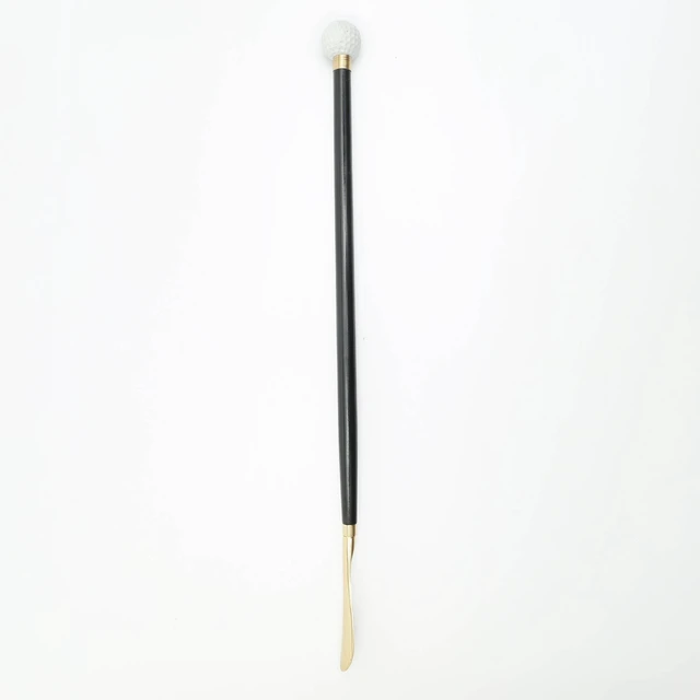 Alt view image 2 of 5 - Metal Handle Wooden Long Shoe, Black, Wood