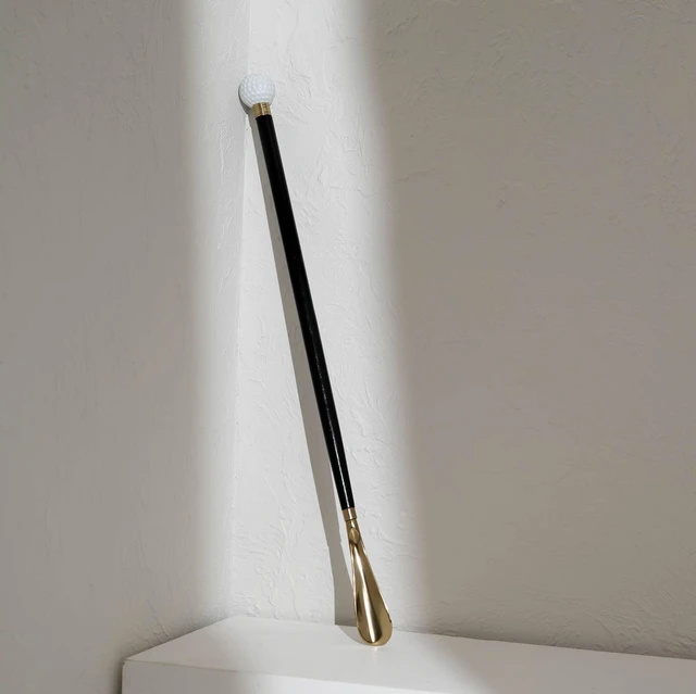 Main image of Metal Handle Wooden Long Shoe, Black, Wood