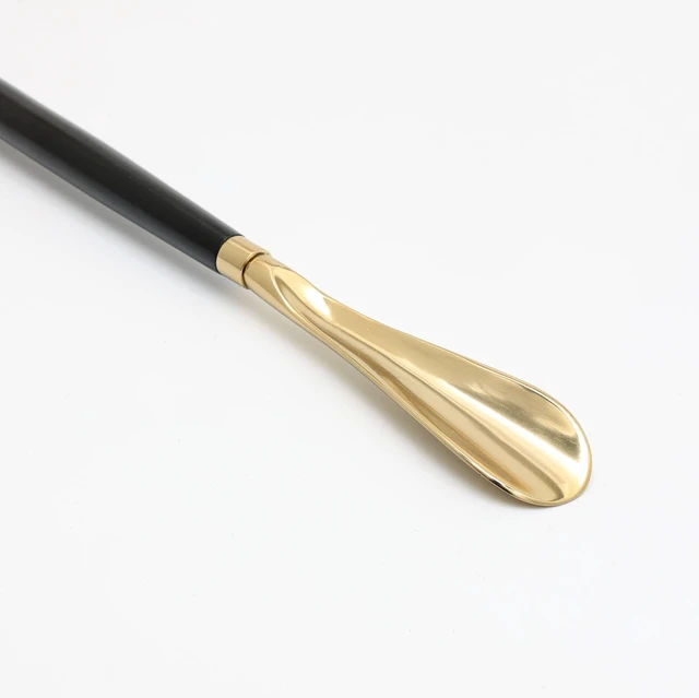 Alt view image 5 of 5 - Metal Handle Wooden Long Shoe, Black, Wood