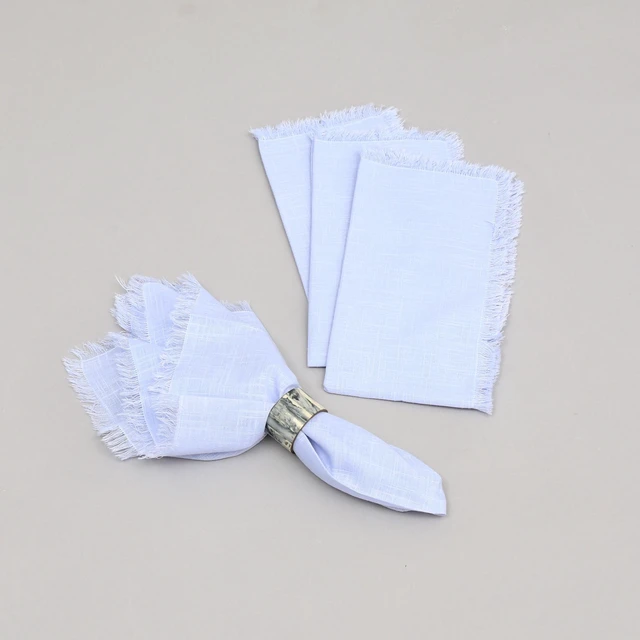 Alt view image 5 of 7 - Cotton Napkins Set 4 20 Inch, Hemstitch Dinner Napkins, Blue