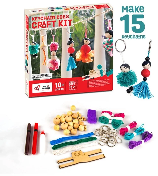 Alt view image 2 of 5 - Keychain Dolls Craft Kit Unique DIY Activity Set, Multi, MDF
