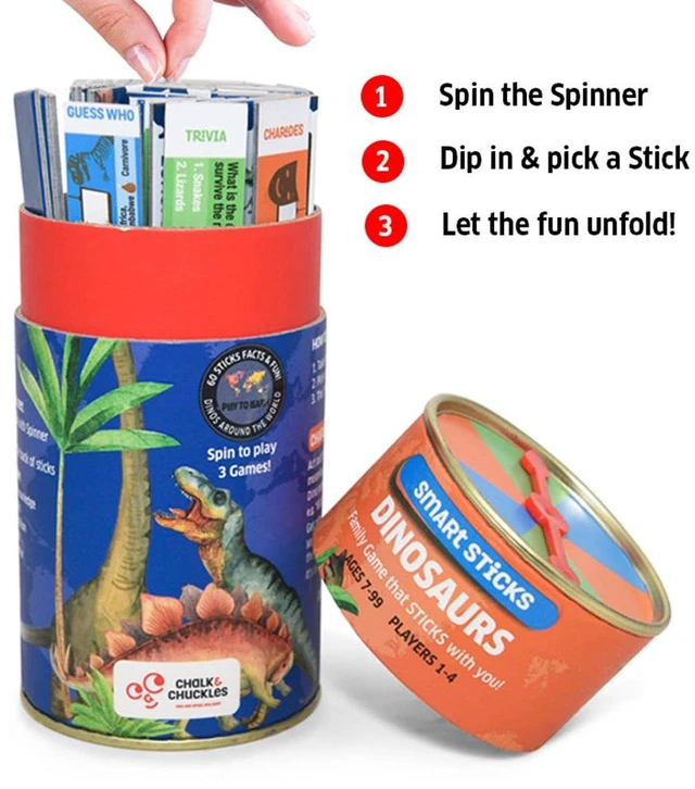 Alt view image 3 of 5 - Smart Sticks Dinosaurs Fun Learning Family and Travel Game, Multi, MDF