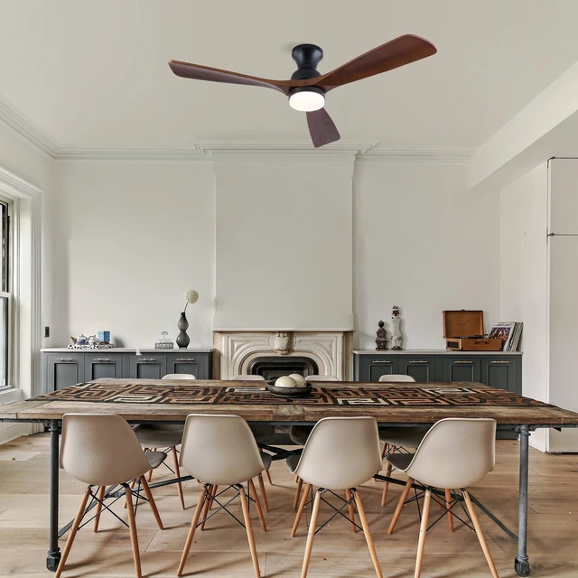 Alt view image 2 of 7 - 52 Inch Ceiling Fan with LED, Solid Blades Reversible Motor Remote Control Ceiling Fan for Living Indoor, Black, Solid