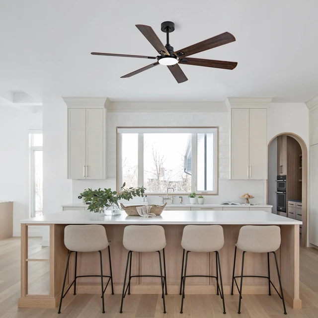 Alt view image 3 of 7 - 60 Inch Smart Indoor and Outdoor Ceiling Fan with Dimmable LED, Speed Quiet Reversible Motor Remote Control Dual Finish