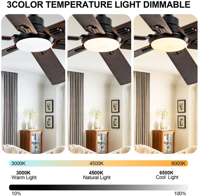 Alt view image 6 of 7 - 60 Inch Smart Indoor and Outdoor Ceiling Fan with Dimmable LED, Speed Quiet Reversible Motor Remote Control Dual Finish