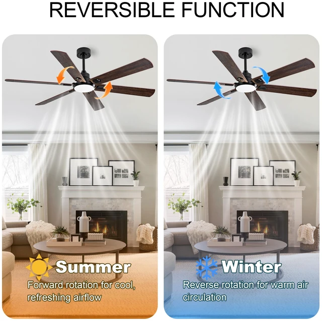 Alt view image 4 of 7 - 60 Inch Smart Indoor and Outdoor Ceiling Fan with Dimmable LED, Speed Quiet Reversible Motor Remote Control Dual Finish