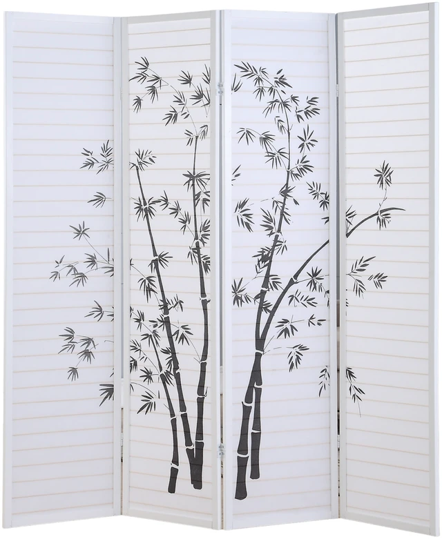Alt view image 5 of 6 - Bamboo Print 4 Panel Framed Screen Divider, White, Wood and Paper