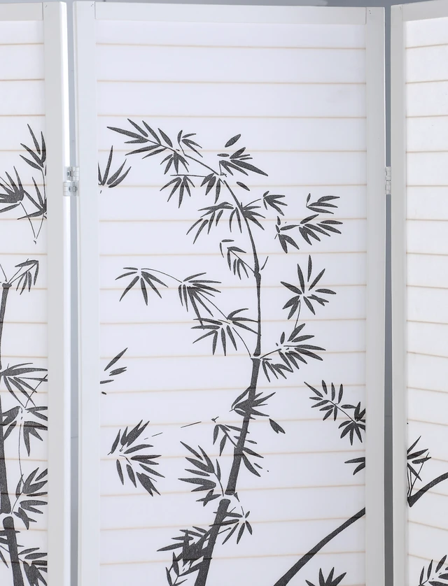 Alt view image 3 of 6 - Bamboo Print 4 Panel Framed Screen Divider, White, Wood and Paper