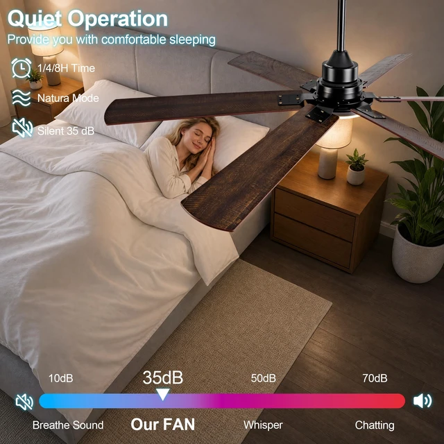 Alt view image 7 of 7 - 60 Inch Smart Indoor and Outdoor Ceiling Fan with Dimmable LED, Speed Quiet Reversible Motor Remote Control Dual Finish