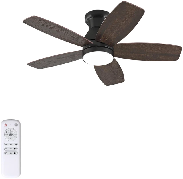 Alt view image 7 of 7 - 32 Inch Low Profile Flush Mount Ceiling Fan with LED, Remote Control Blade Reversible Ceiling Fan for Small Covered