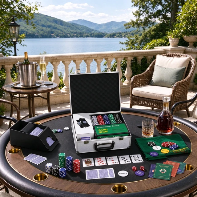 Main image of Casino Poker Chip Set Aluminum Case, Card Shuffler Chips Decks Dealer Button for Texas Holdem Blackjack Only Casino