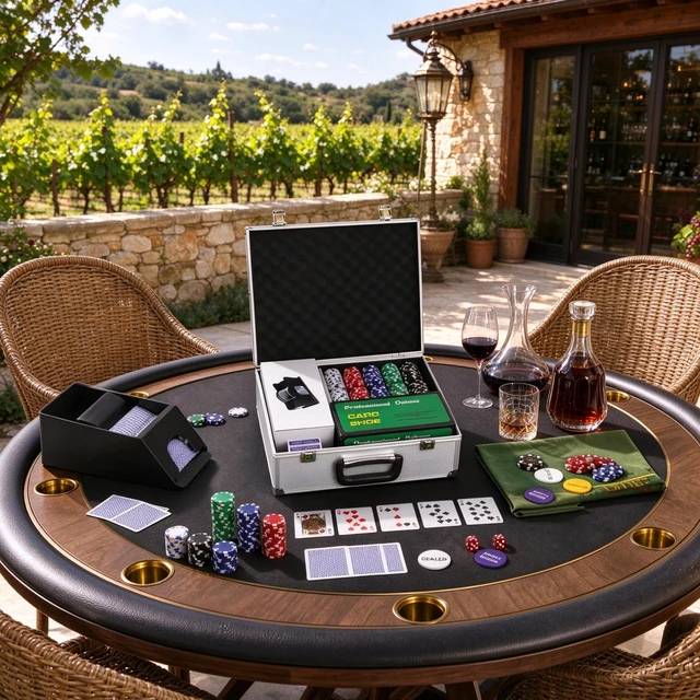 Alt view image 3 of 7 - Casino Poker Chip Set Aluminum Case, Card Shuffler Chips Decks Dealer Button for Texas Holdem Blackjack Only Casino