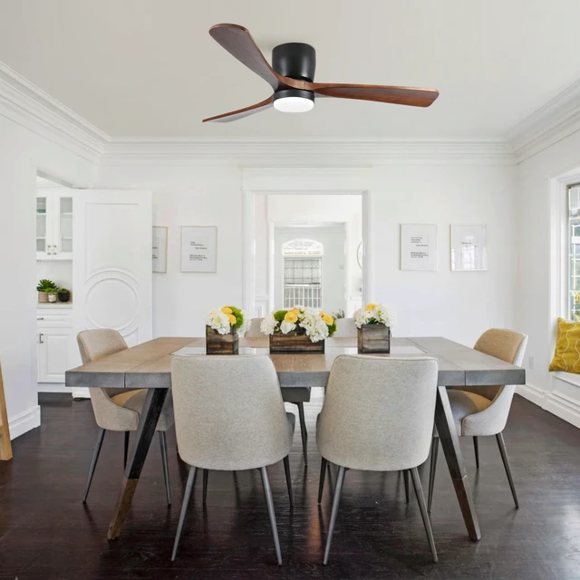 Alt view image 3 of 7 - 42 Inch Low Profile Solid Blades, Speed Reversible Motor Remote and App Smart Control Fan for Covered Patio Indoor