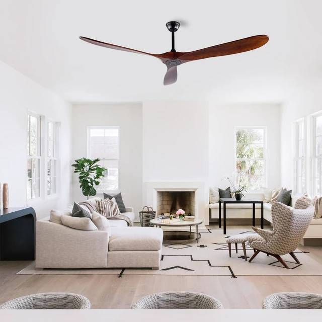 Alt view image 2 of 7 - 72 Inch Ceiling Fan with Solid Blades, Reversible Quiet Motor Remote Control Ceiling Fan for Large Living Villa Indoor