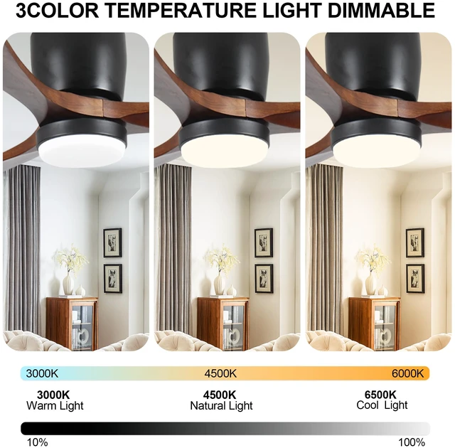 Alt view image 7 of 7 - 42 Inch Low Profile Solid Blades, Speed Reversible Motor Remote and App Smart Control Fan for Covered Patio Indoor