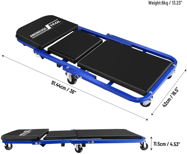 Alt view image 2 of 5 - Foldable Creeper Rolling Folding Car Creeper and Seat, 36 Inch Adjustable Roller Chair Lay Down Sit Capacity Under Car