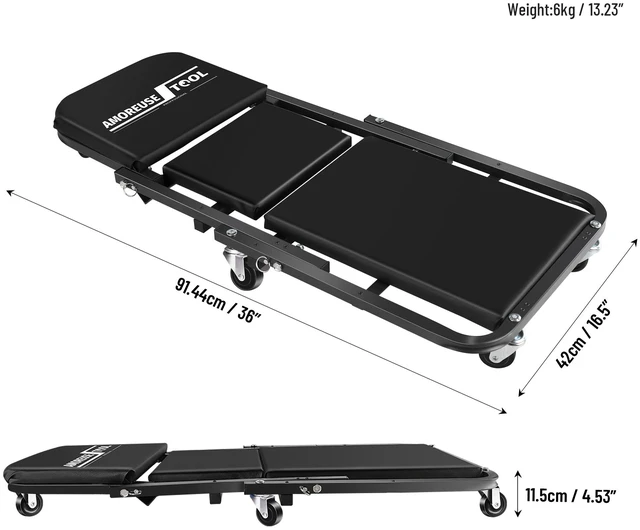 Alt view image 2 of 5 - Mechanic Car Creeper 36 Inches Mode Seat 330 LBS Capacity, Foldable Adjustable Rolling Folding with 6 pcs Wheels Roller
