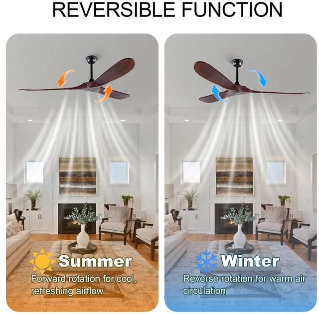 Alt view image 6 of 7 - 72 Inch Ceiling Fan with Solid Blades, Reversible Quiet Motor Remote Control Ceiling Fan for Large Living Villa Indoor