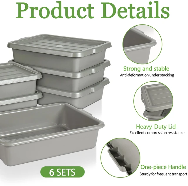 Alt view image 4 of 7 - Pack Inchx Inchmeat Lug, Commercial Meat Tubs with Lids Food Grade Plastic Bus Tubs Heavy Duty Utility Container