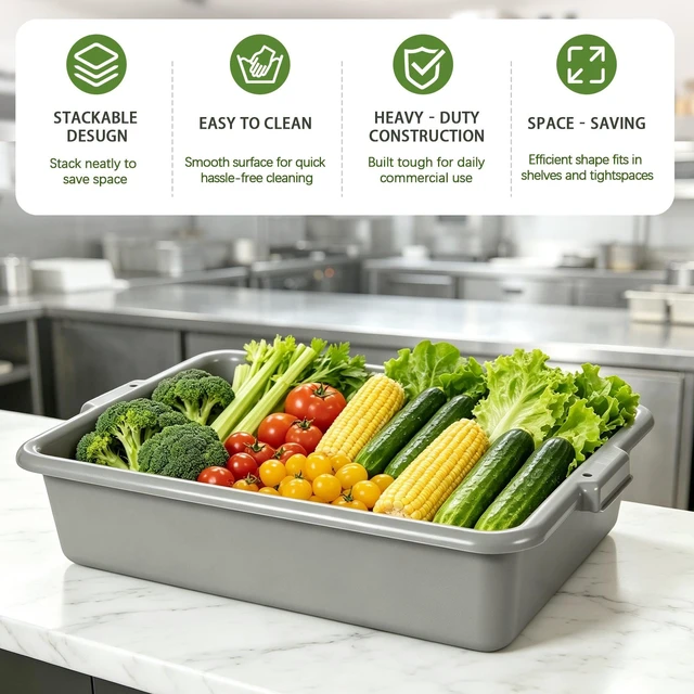 Alt view image 5 of 7 - Pack Inchx Inchmeat Lug, Commercial Meat Tubs with Lids Food Grade Plastic Bus Tubs Heavy Duty Utility Container
