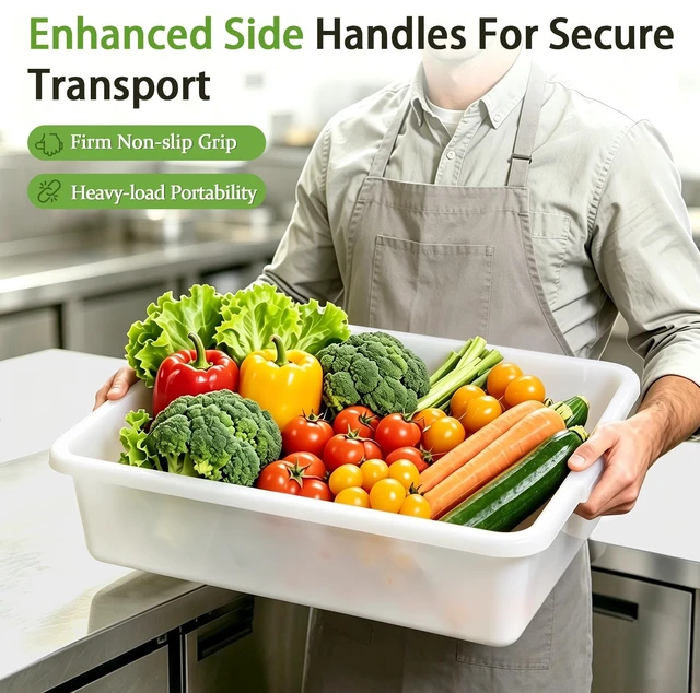Alt view image 6 of 7 - Pack Inchx Inchmeat Lug, Commercial Meat Tubs with Lids Food Grade Plastic Bus Tubs Heavy Duty Utility Container
