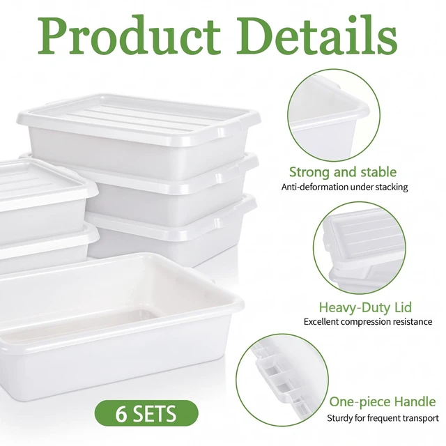 Alt view image 4 of 7 - Pack Inchx Inchmeat Lug, Commercial Meat Tubs with Lids Food Grade Plastic Bus Tubs Heavy Duty Utility Container