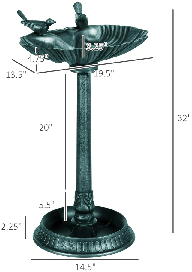 Alt view image 3 of 7 - 32 Inch Bird Bath with Pedestal Flower Planter Base, Decorative Birdbath Bird Feeder Bowl and Planter Decoration Yard