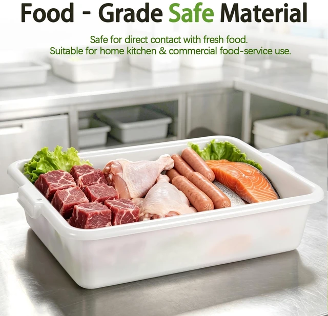 Alt view image 5 of 7 - Pack Inchx Inchmeat Lug, Commercial Meat Tubs with Lids Food Grade Plastic Bus Tubs Heavy Duty Utility Container