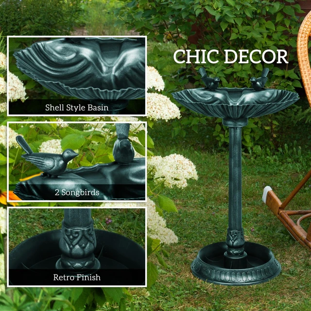 Alt view image 5 of 7 - 32 Inch Bird Bath with Pedestal Flower Planter Base, Decorative Birdbath Bird Feeder Bowl and Planter Decoration Yard