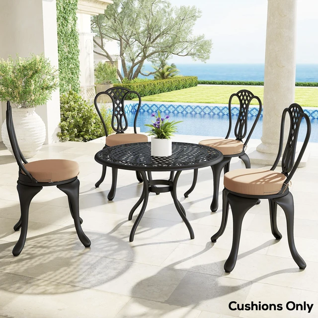 Alt view image 2 of 7 - Outdoor Bistro Chair Cushions Set with Machine Washable Cover, Inchx 3 Inch Round Seat Cushions for Patio