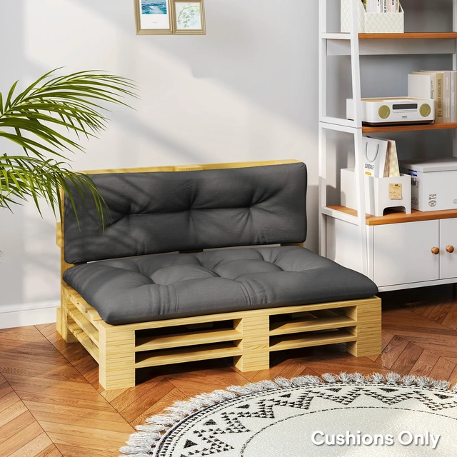 Alt view image 3 of 7 - Seater Pallet Cushions Outdoor 3.9 Inch Replacement Pallet Sofa Cushions, Tufted Replacement Pads for Garden Patio