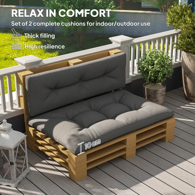 Alt view image 6 of 7 - Seater Pallet Cushions Outdoor 3.9 Inch Replacement Pallet Sofa Cushions, Tufted Replacement Pads for Garden Patio