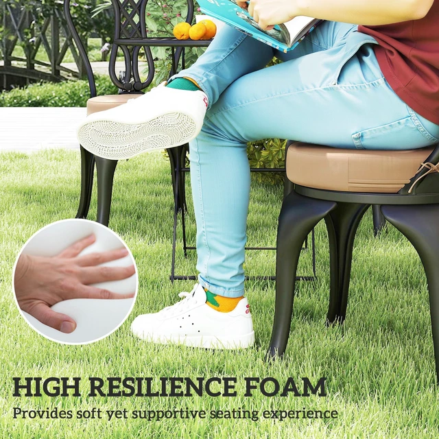 Alt view image 6 of 7 - Outdoor Bistro Chair Cushions Set with Machine Washable Cover, Inchx 3 Inch Round Seat Cushions for Patio