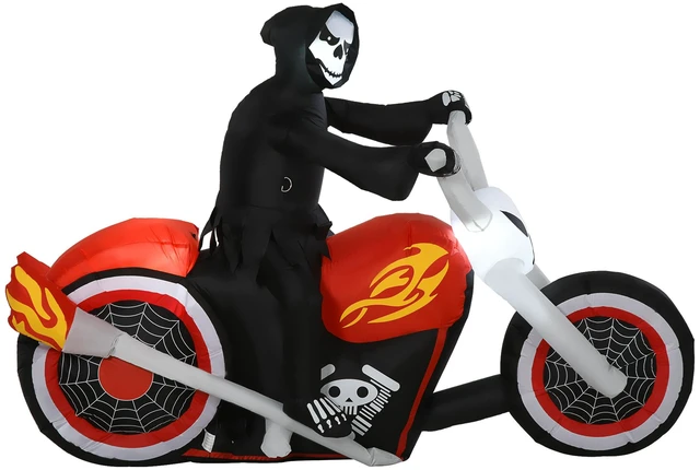 Main image of 6 Halloween Inflatables Outdoor Decorations Grim Ghost Biker, Blow LED Yard Decor for Garden Lawn Party Holiday