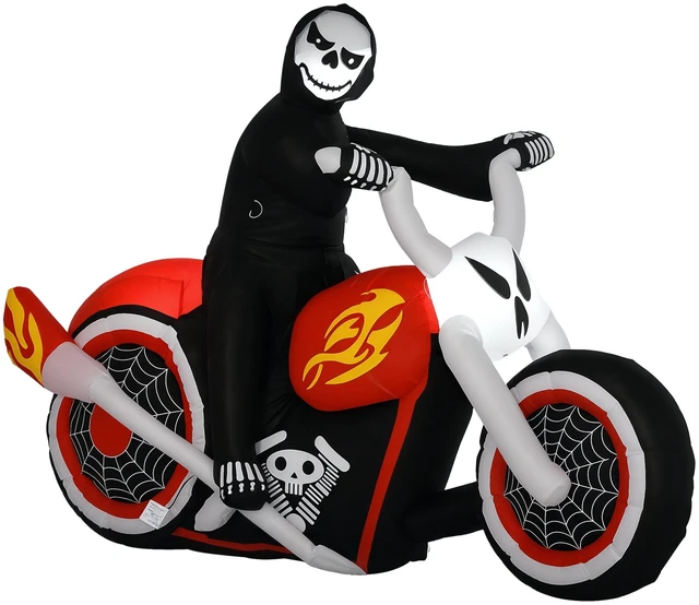 Alt view image 3 of 7 - 6 Halloween Inflatables Outdoor Decorations Grim Ghost Biker, Blow LED Yard Decor for Garden Lawn Party Holiday