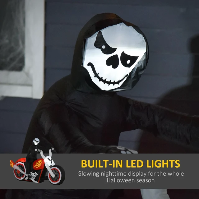 Alt view image 7 of 7 - 6 Halloween Inflatables Outdoor Decorations Grim Ghost Biker, Blow LED Yard Decor for Garden Lawn Party Holiday