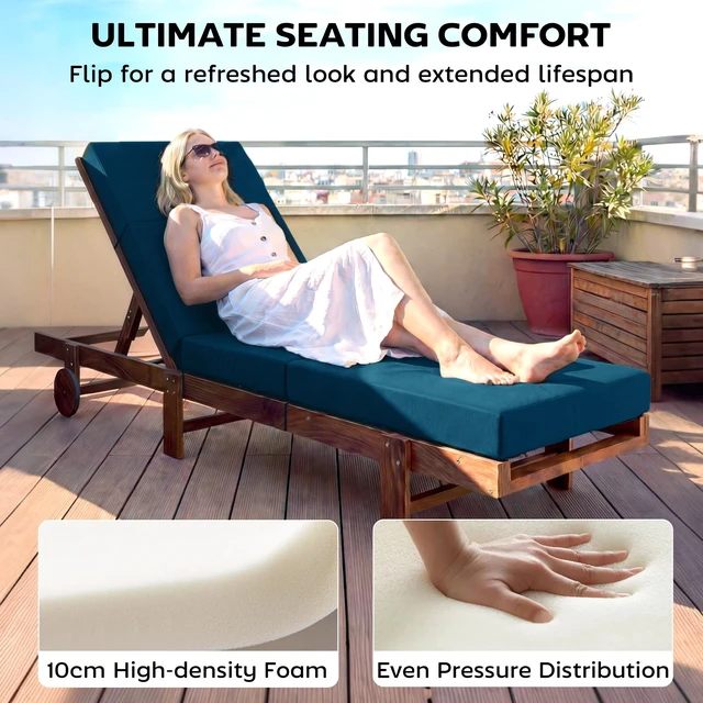 Alt view image 6 of 7 - Set Chaise Lounge Cushion, 4 Inch Outdoor Lounge Chair Cushions with Non-Slip Ties Water Resistant and Fade Resistant