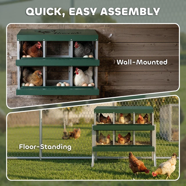 Alt view image 2 of 7 - Paw Hut Chicken Nesting Boxes, 6 Compartment Metal Nesting Boxes for Chickens Two Tier Egg Laying with Vented Holes