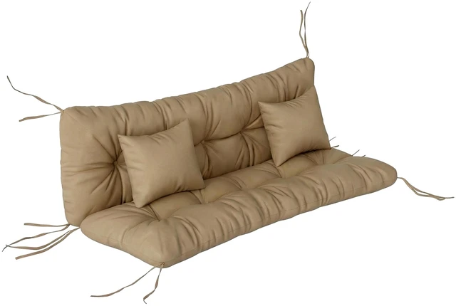 Main image of 59 Inch Tufted Bench Cushions and Throw Pillows, 4 Piece Swing Cushion Set Indoor Outdoor Replacement Bench Seat Pad