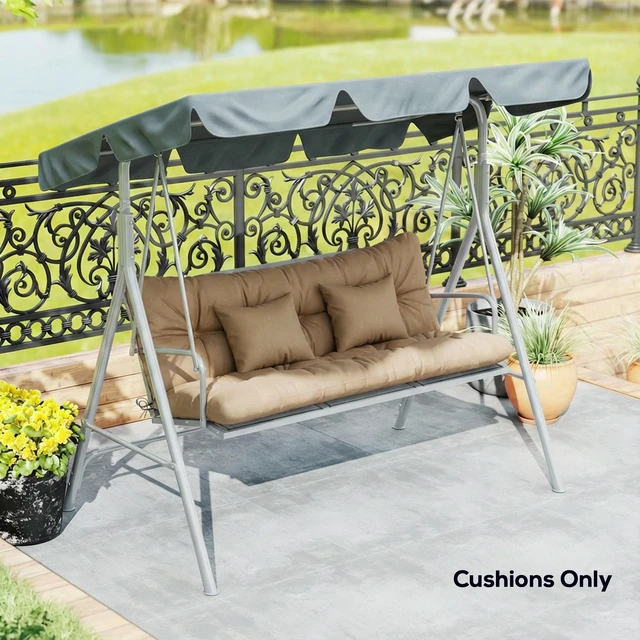Alt view image 2 of 7 - 59 Inch Tufted Bench Cushions and Throw Pillows, 4 Piece Swing Cushion Set Indoor Outdoor Replacement Bench Seat Pad
