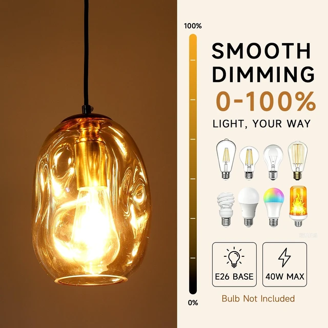 Alt view image 7 of 7 - Irregular Hand Blown Clear Glass Pendant with Gold Finish, Base Single Hanging Ceiling Fixture for Kitchen Island