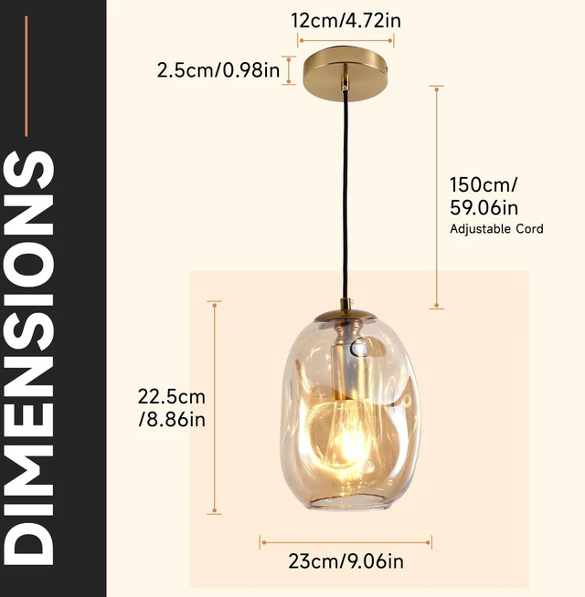 Alt view image 4 of 7 - Pack Wavy Glass Pendant, Irregular Clear Glass Hanging with Brass Finish Base Pendant Lighting for Kitchen Island