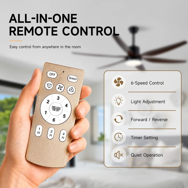 Alt view image 6 of 7 - ABS Blades Ceiling Fan with Kit Design and Dimmable LED Patio Living Indoor Year Round Comfort, Black, Iron, Living