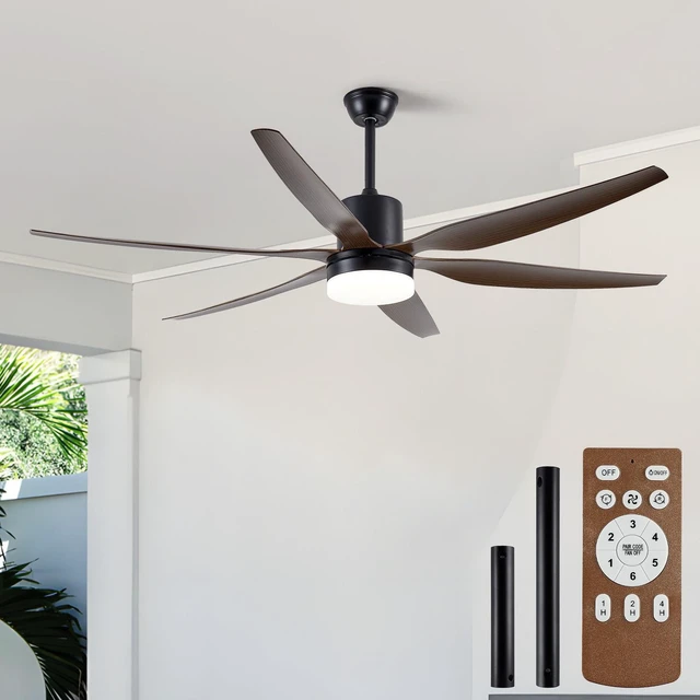 Main image of ABS Blades Ceiling Fan with Kit Design and Dimmable LED Patio Living Indoor Year Round Comfort, Black, Iron, Living