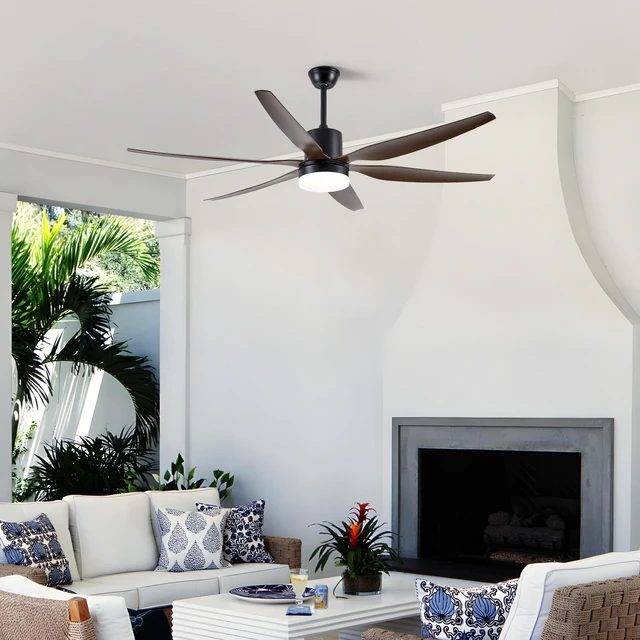 Alt view image 2 of 7 - ABS Blades Ceiling Fan with Kit Design and Dimmable LED Patio Living Indoor Year Round Comfort, Black, Iron, Living