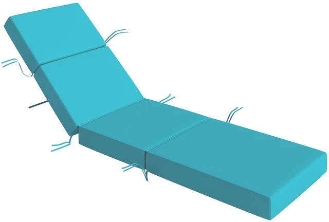 Main image of Chaise Lounge Cushion, 4 Inch Outdoor Lounge Chair Cushion with Non-Slip Ties Water Resistant and Fade Resistant