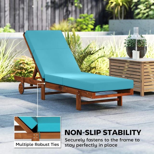 Alt view image 4 of 7 - Chaise Lounge Cushion, 4 Inch Outdoor Lounge Chair Cushion with Non-Slip Ties Water Resistant and Fade Resistant