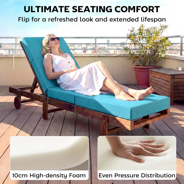 Alt view image 6 of 7 - Chaise Lounge Cushion, 4 Inch Outdoor Lounge Chair Cushion with Non-Slip Ties Water Resistant and Fade Resistant
