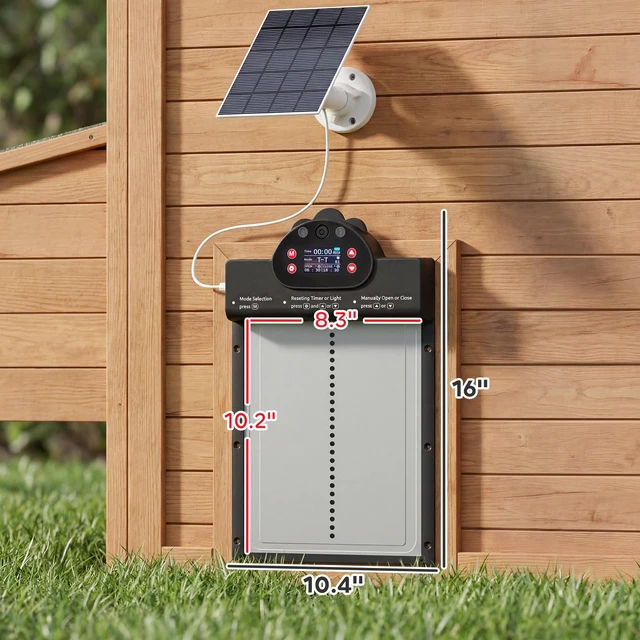 Alt view image 7 of 7 - Paw Hut Camera Automatic Chicken Coop Door, Solar Powered Auto Chicken Coop Door Opener with Timer and Sensor App